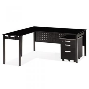 모노그램 강화유리책상(타공가림판)