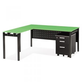 모노그램 강화유리책상(타공가림판)