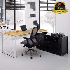 HD-1170 시그니처 원목철제책상(18T고무나무집성목)