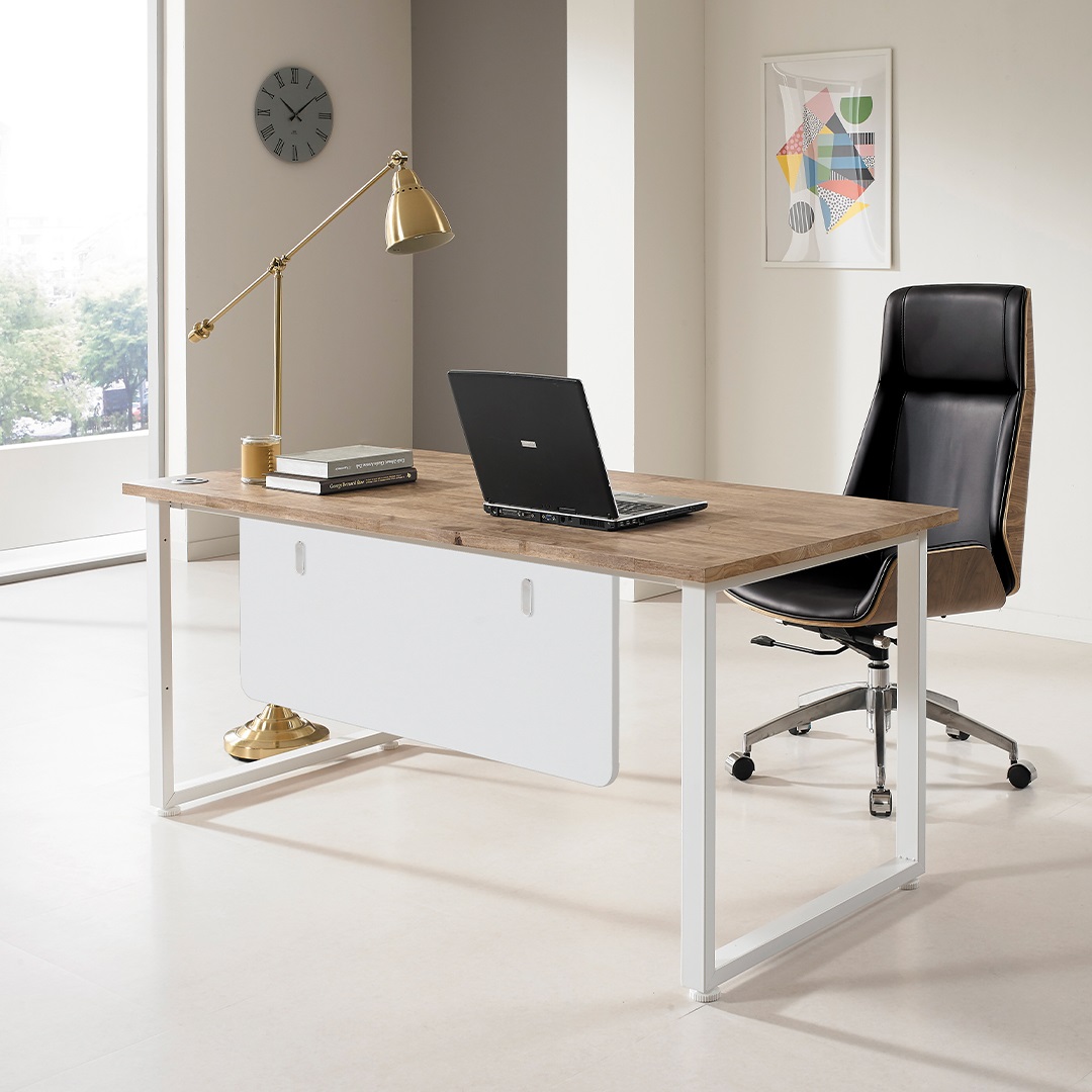 IN-1038 자작나무상판 일자형책상[라이트오크색상]HPM점착