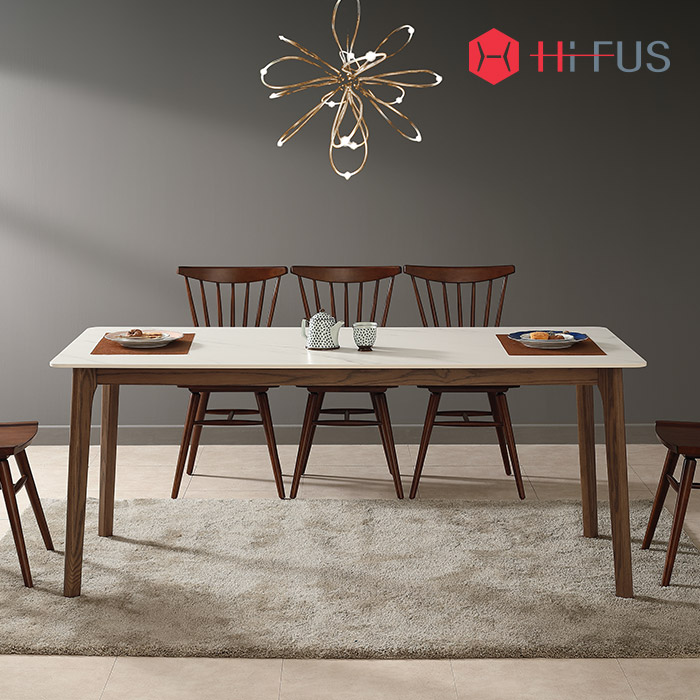 그라스 세라믹 원목식탁 (마블화이트, 50R)