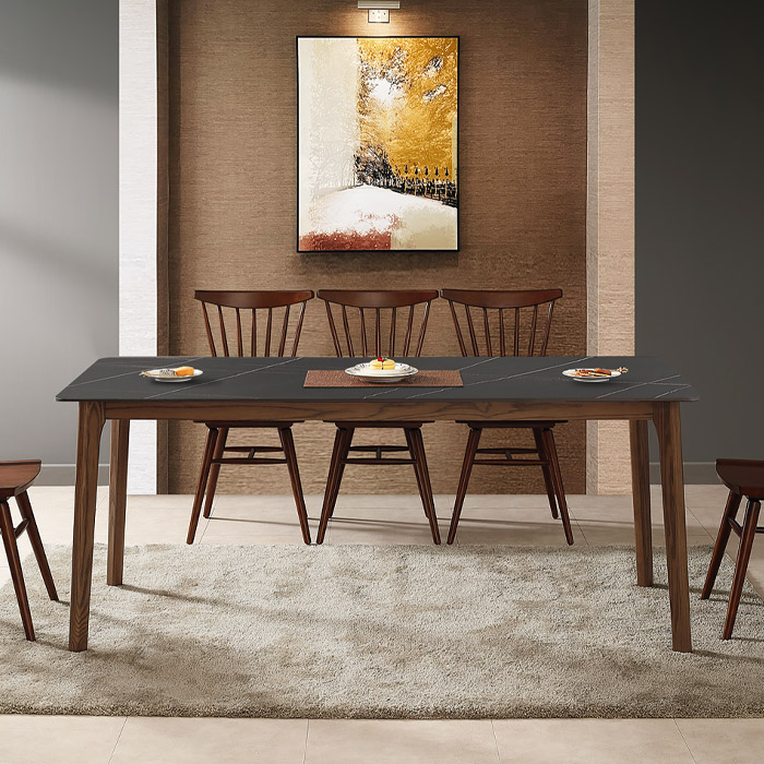 그라스 세라믹 원목식탁 (마로네블랙, 50R)