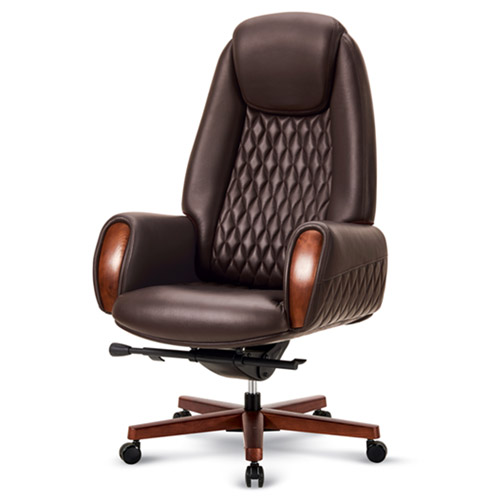 브라운 가죽 중역용의자 (스툴포함)