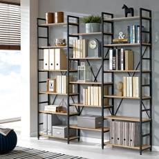 258-6 아이콘 A형+C형+A형 철제 책장SET (블랙)