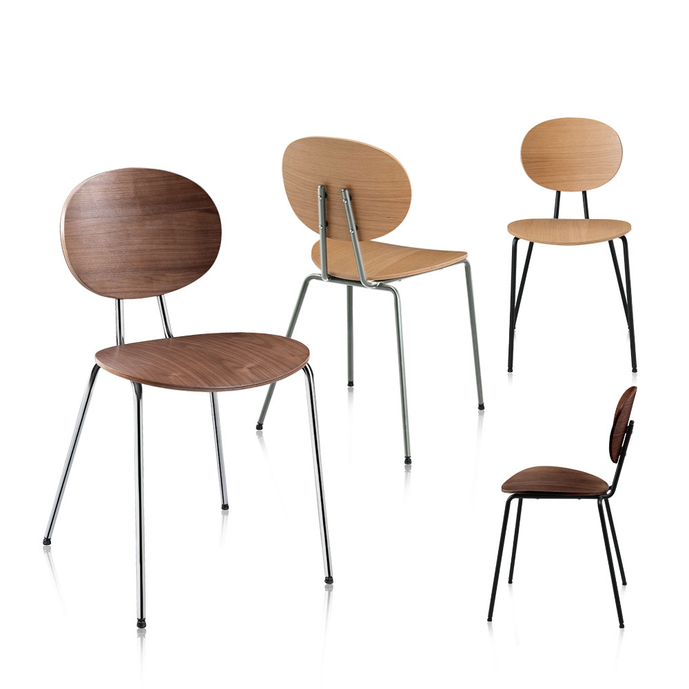 로지 무늬목 철제의자