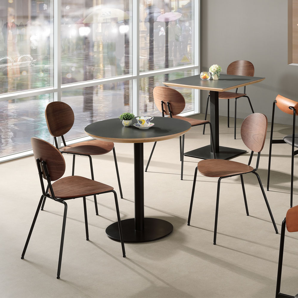 로지 무늬목 철제의자